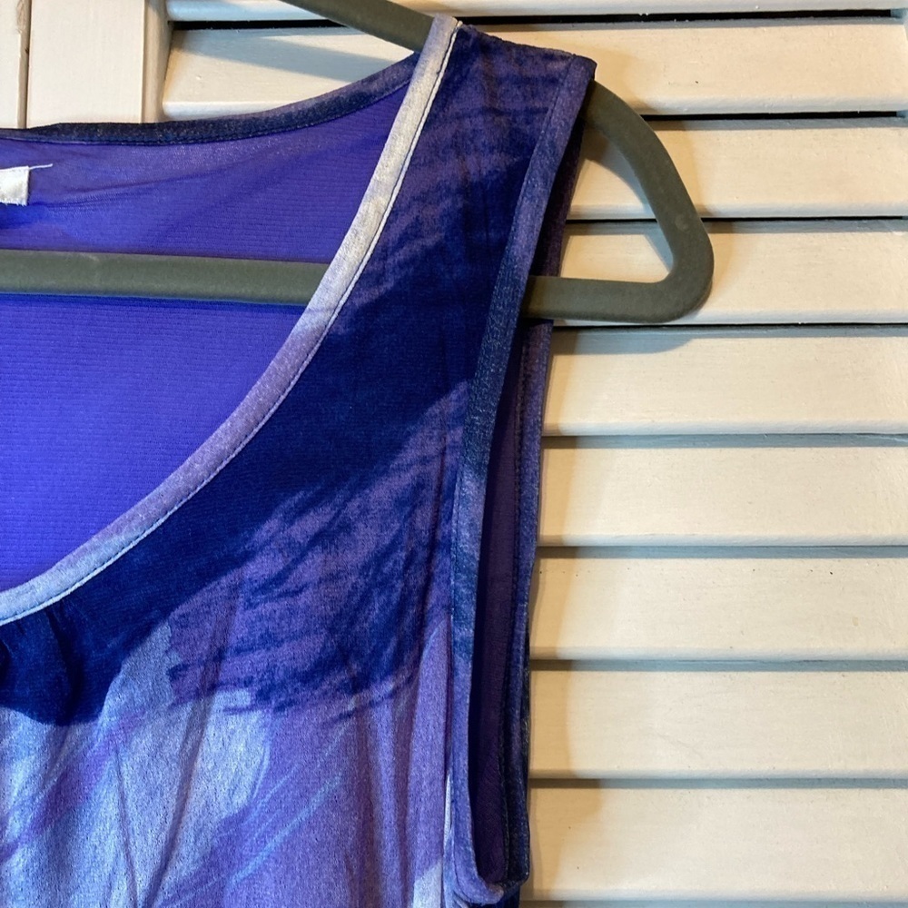 NWT Kenneth Cole Purple Sleeveless Ruched Blouse Size Large - Picture 2 of 9